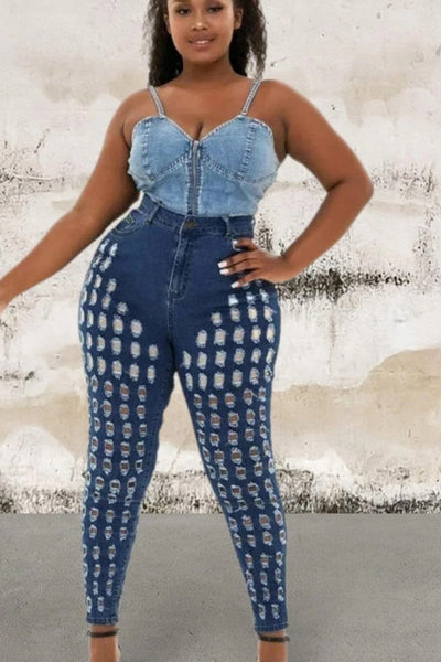 Plus size curvy cut out skinny jeans