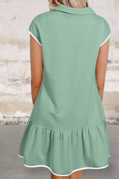 Cap Sleeve Zip Front Dress