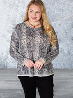 Long Sleeve Snakeskin V-Neck Top