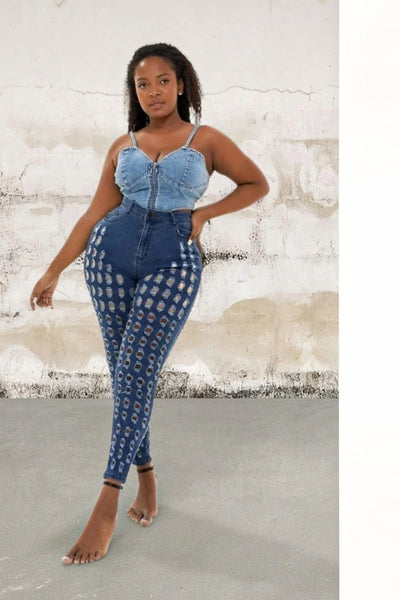 Plus size curvy cut out skinny jeans