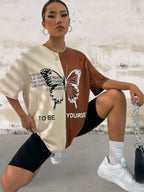 Short Sleeve Oversize Butterfly Print top