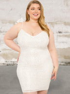 Sleeveless Rhinestone Body Plus Size Mini Dress