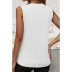 Sleeveless Trendy Crew Neck Pleated Front Top