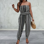 Plus Size Print Sleeveless Jumpsuit
