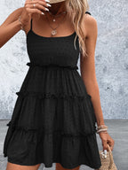 Spaghetti Strap Frill Tiered Summer Dress
