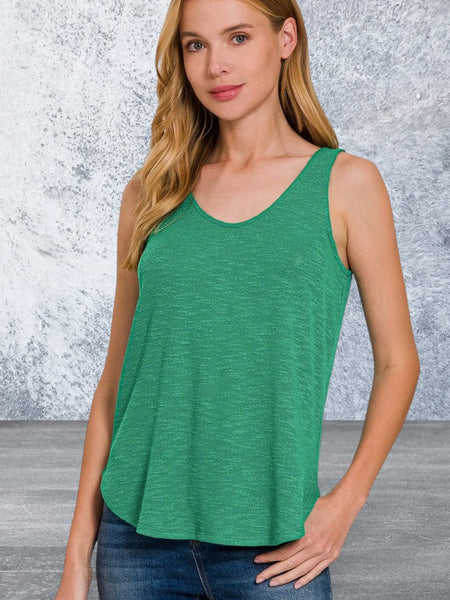 Sleeveless Curved Hem Round Neck Top