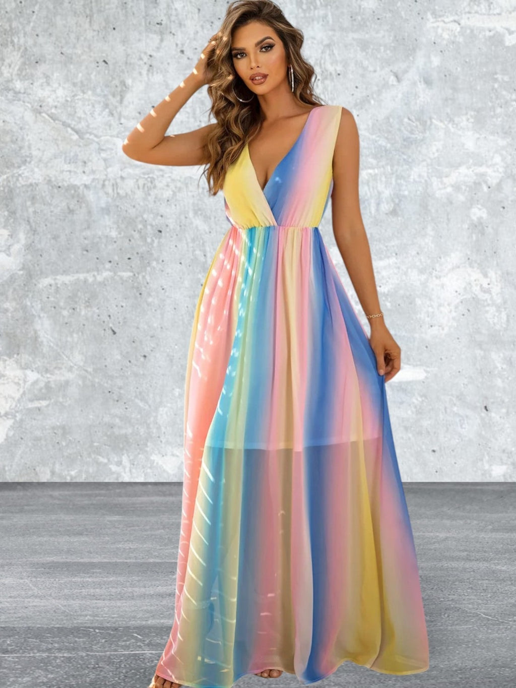 Surplice Neck Sleeveless Maxi Dress