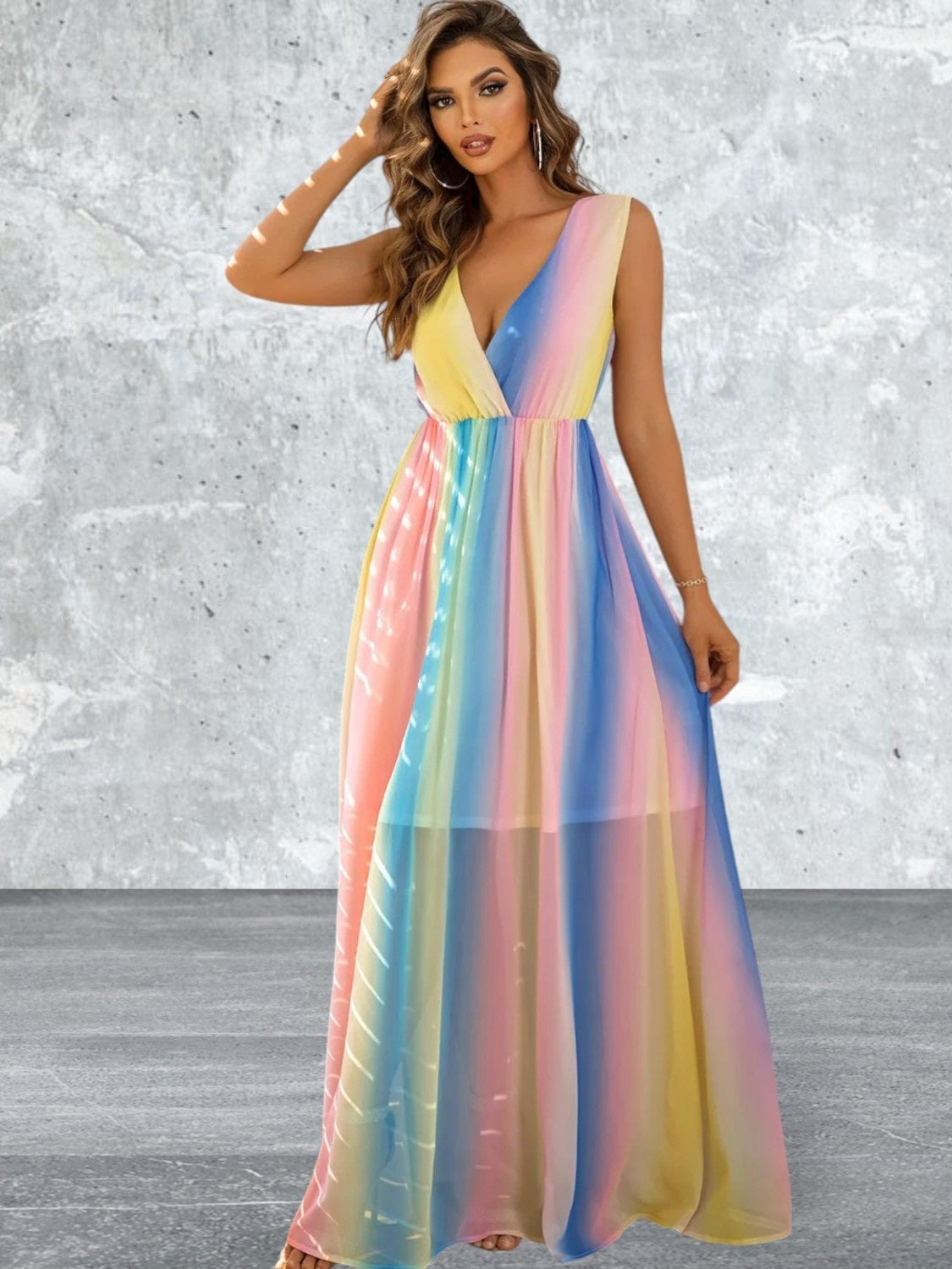 Surplice Neck Sleeveless Maxi Dress