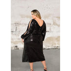 Plus size long sleeve v neckline sequin dress