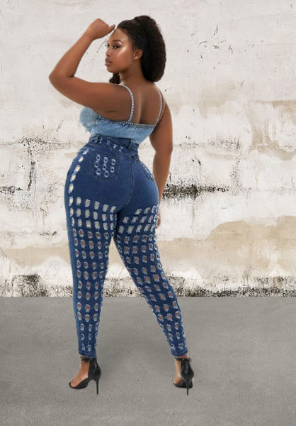 Plus size curvy cut out skinny jeans