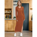 Long Sleeve Ankle-Length Slit dress