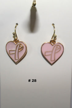 Beautiful Pink Heart Breast Cancer Earrings