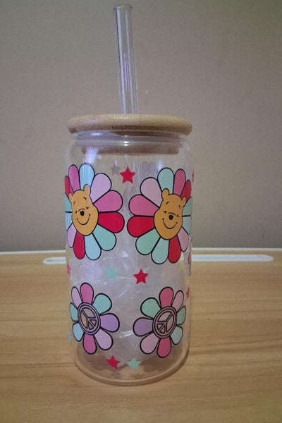Glass tumbler with Winnie the Pooh design