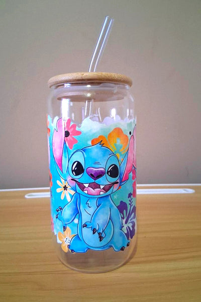 Clear tumbler with cartoon character design 