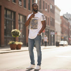 Men's Short Sleeve Razor Cut Camo White Top