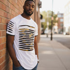 Men's Short Sleeve Razor Cut Camo White Top