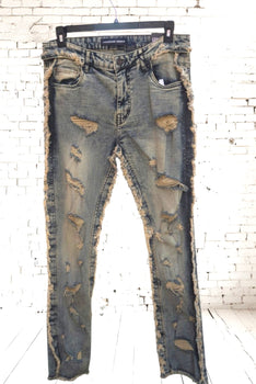 Men's Denim Stacked Ripped Skinny Jeans