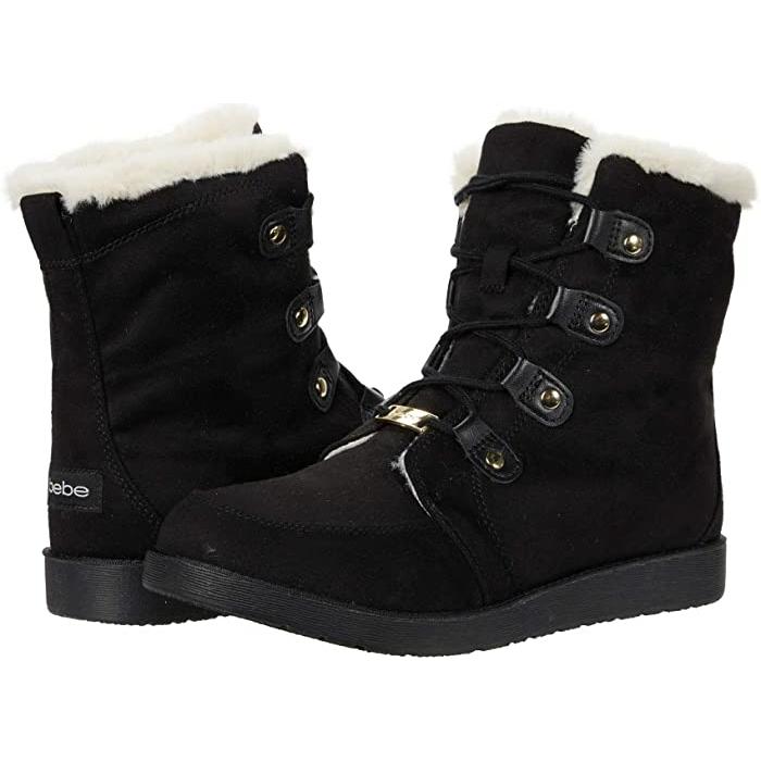 Cozy comfy Faux fur lining babe black boots