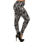 Plus size skull pattern print full length leggings