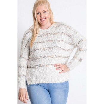Off white plus size sweater with stripe detail
