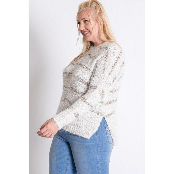 Off white plus size sweater with stripe detail