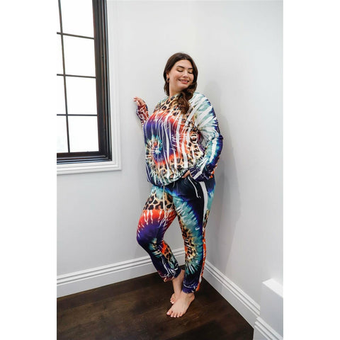 Plus size hooded long sleeve top & pants set