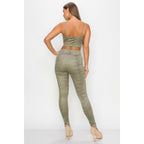 Sleeveless snake print top and leggings set