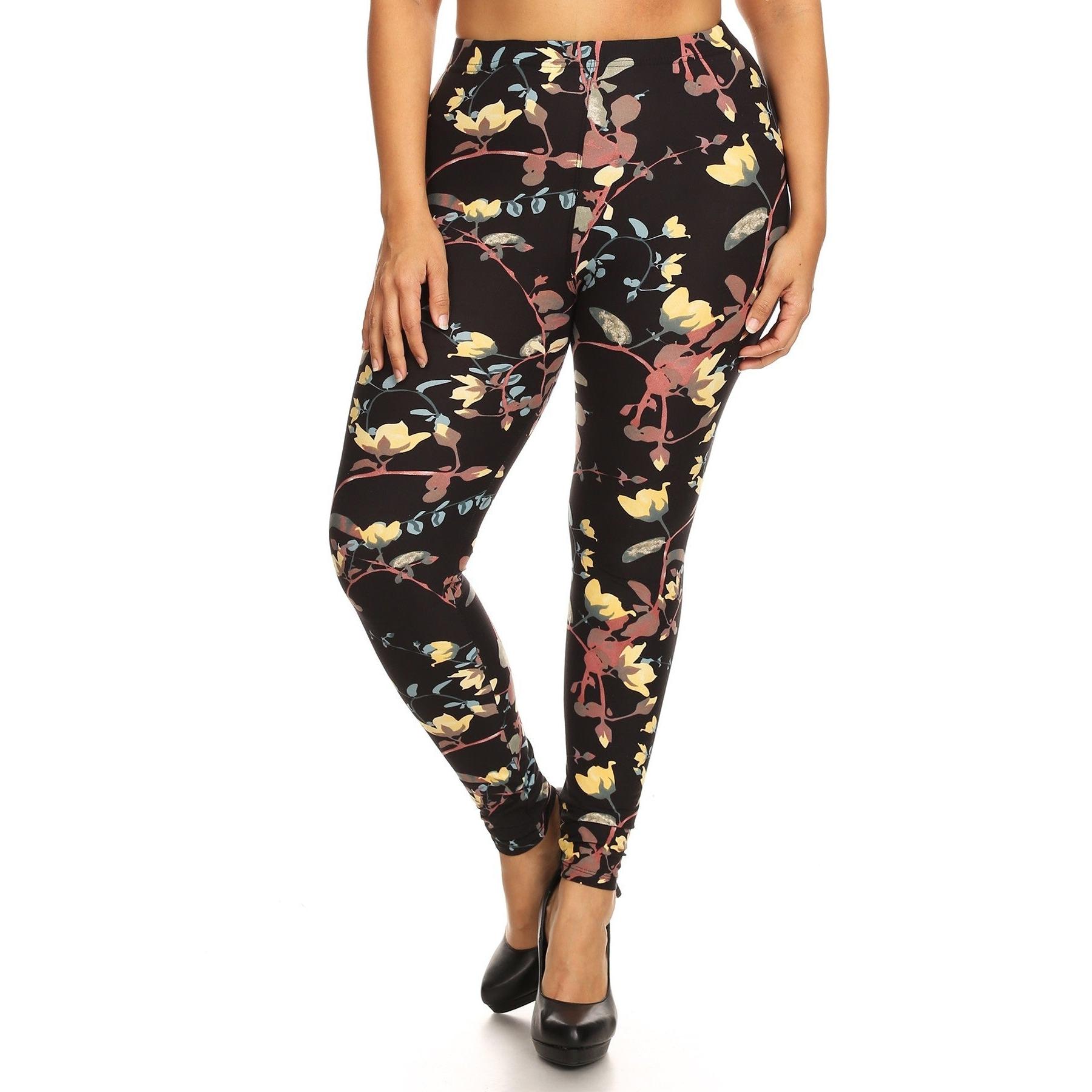 Plus Size Floral Slim Fitting Leggings