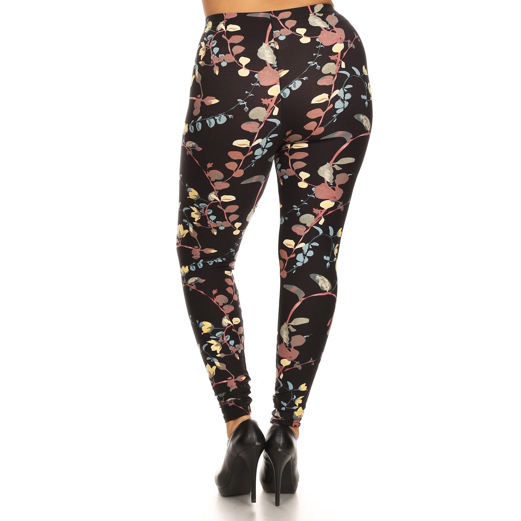 Plus Size Floral Slim Fitting Leggings