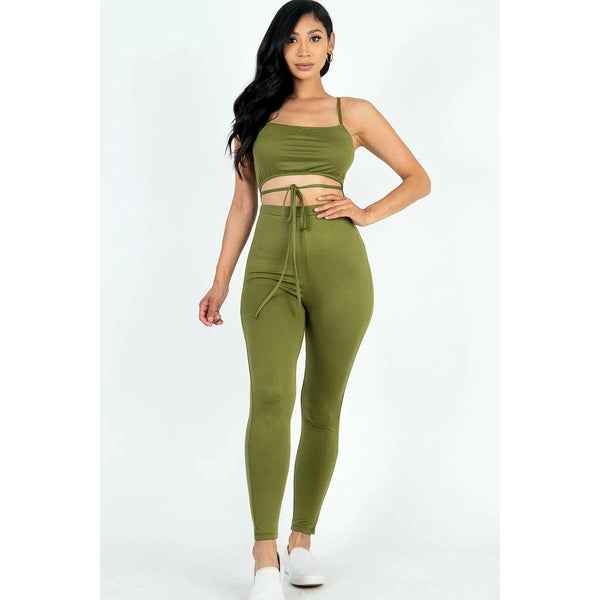 Stretch Jersey solid tie front cut out jumpsuit