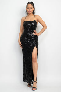 Sleeveless Sequin Black Dress