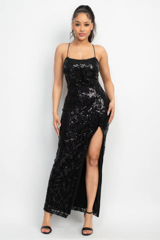 Sleeveless Sequin Black Dress
