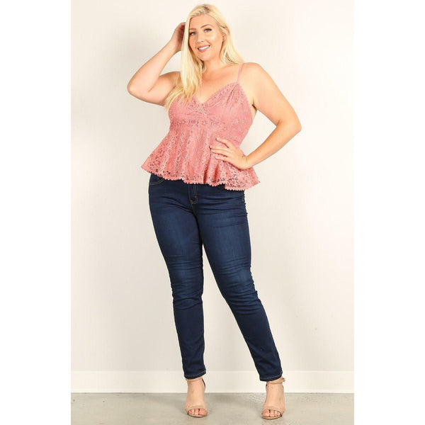 Plus size lace sleeveless top