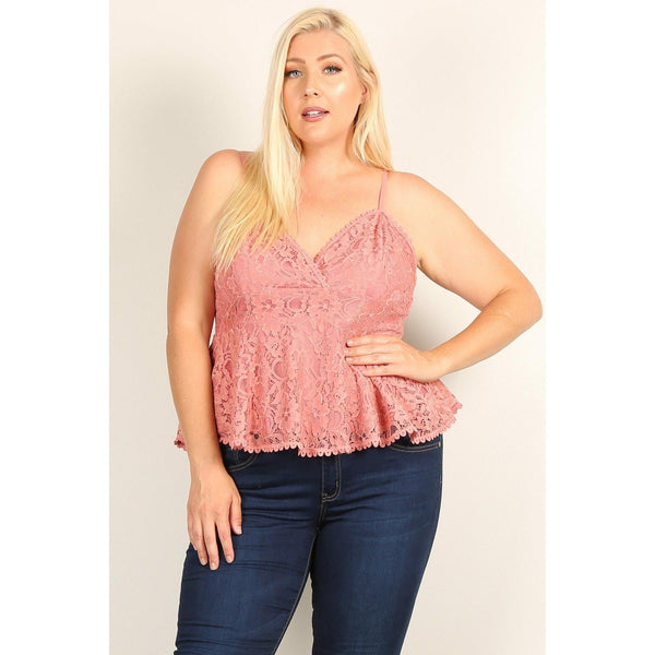 Plus size lace sleeveless top