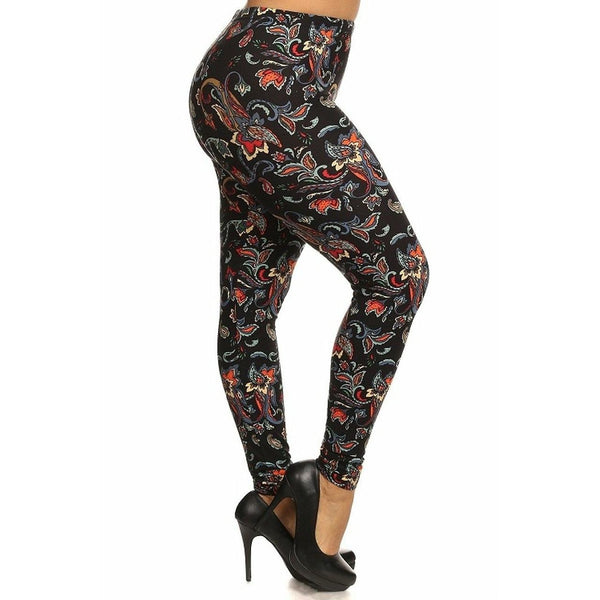 Floral abstract print leggings