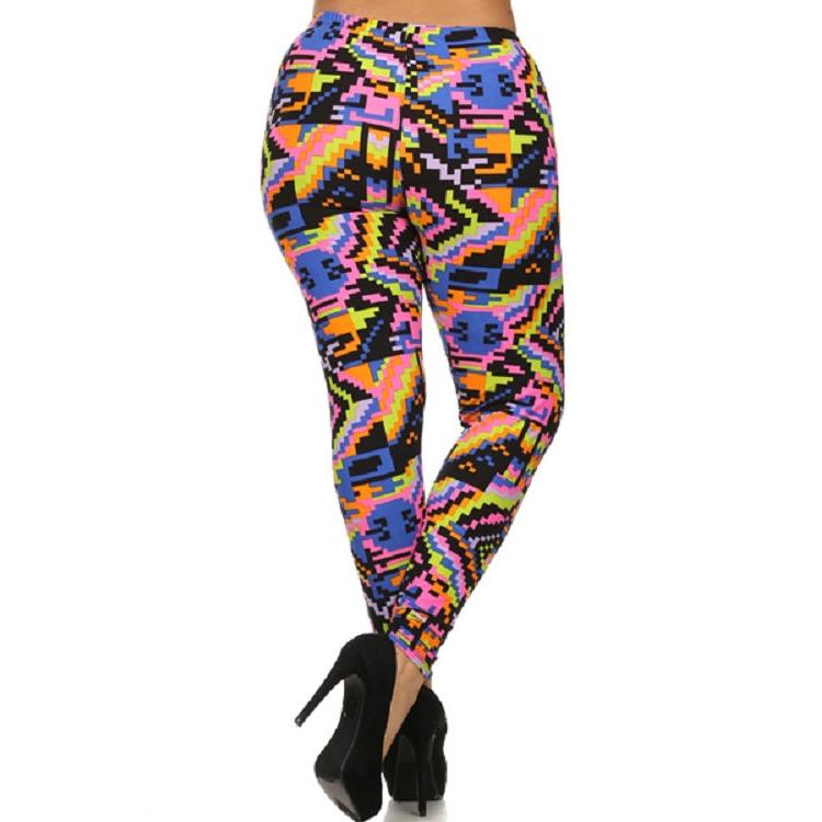 Plus Size Tribal Print High Waist Lined Leggings
