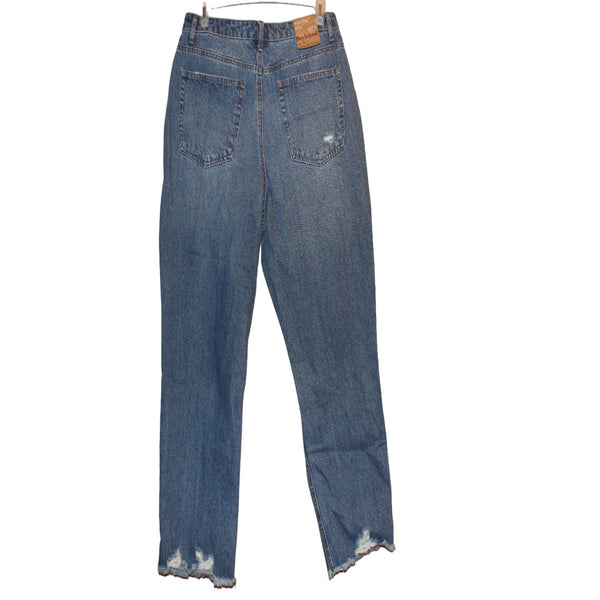 Womens denim blue baggy fit jeans