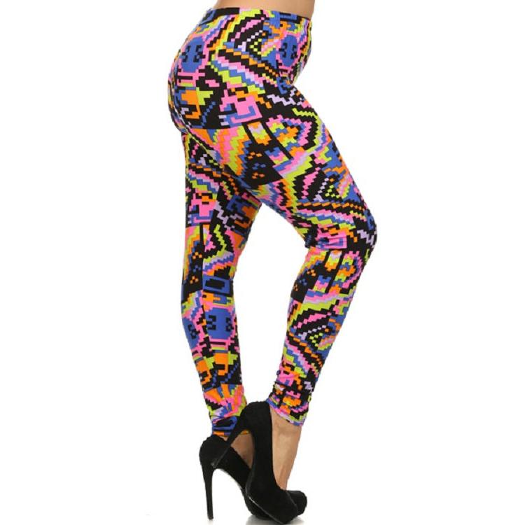 Plus Size Tribal Print High Waist Lined Leggings