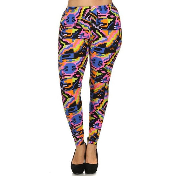 Plus Size Tribal Print High Waist Lined Leggings