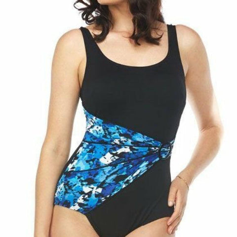 Draped front one piece swimsuit