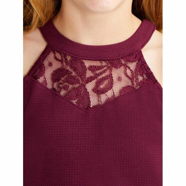 Girls Girls sleeveless lace front knit dresssleeveless lace front knit dress