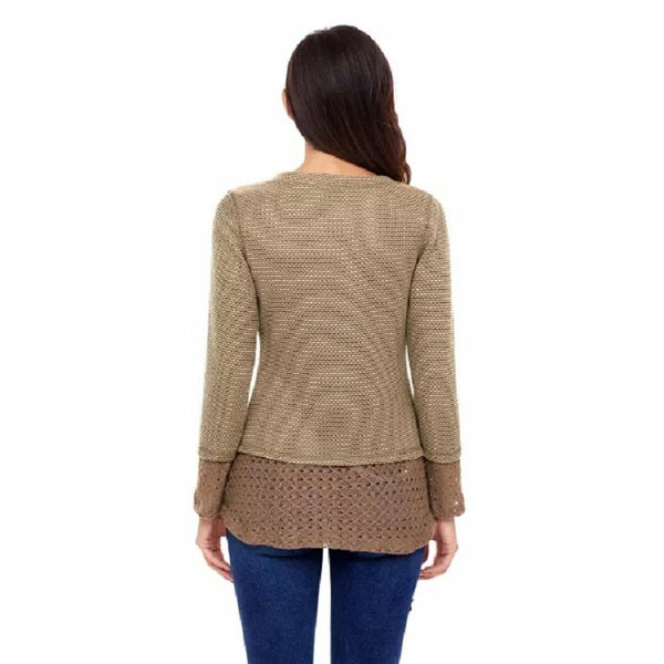 Plus size long sleeve thermal knit v neck sweater