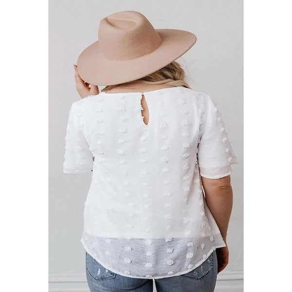 Plus size short sleeve white top