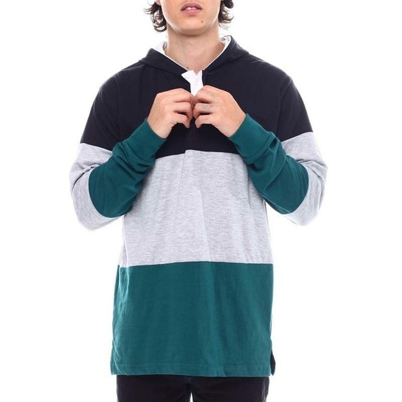 Long sleeve tri color hoodie top