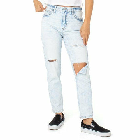 Women's junior high rise denim ripped jeans
