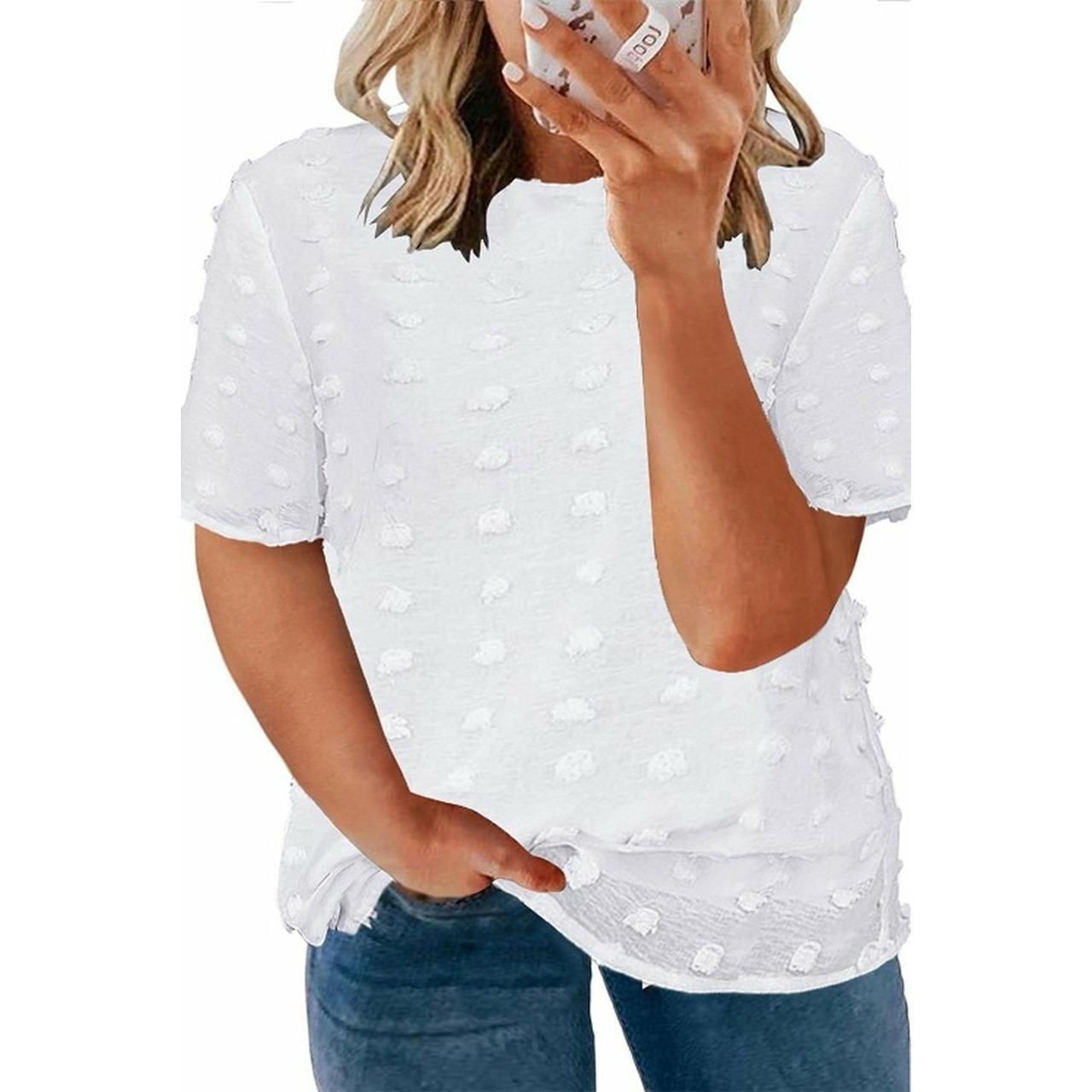 Plus size short sleeve white top